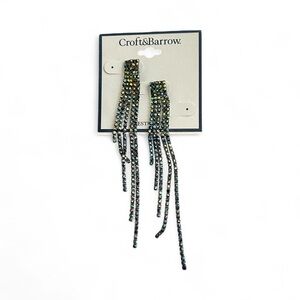 Croft & Barrow Iridescent Black Crystal Fringe Duster Earrings